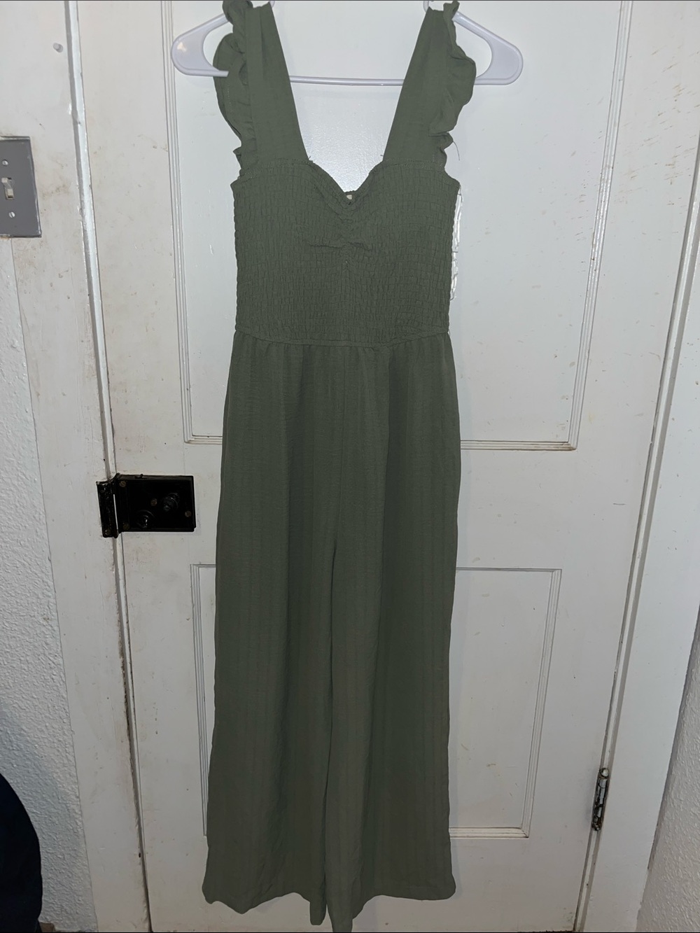 Inspired Hearts Olive Green Ruffled Strap Romper
